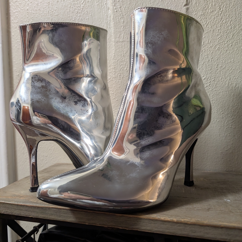 a new day Metallic Silver Ankle Booties